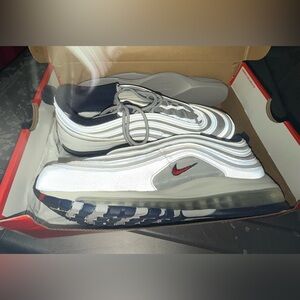 Nike Air Max 97 Men's Sneakers Limited Puerto Rico Edition- White, Gray, and Red